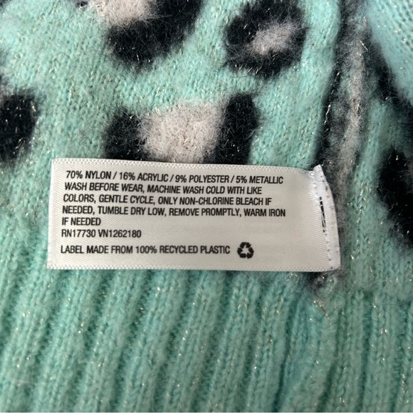 Cat & Jack Girls Gray/Mint Leopard Print Open Layering Cardigan Sweater – 4T - Picture 6 of 6